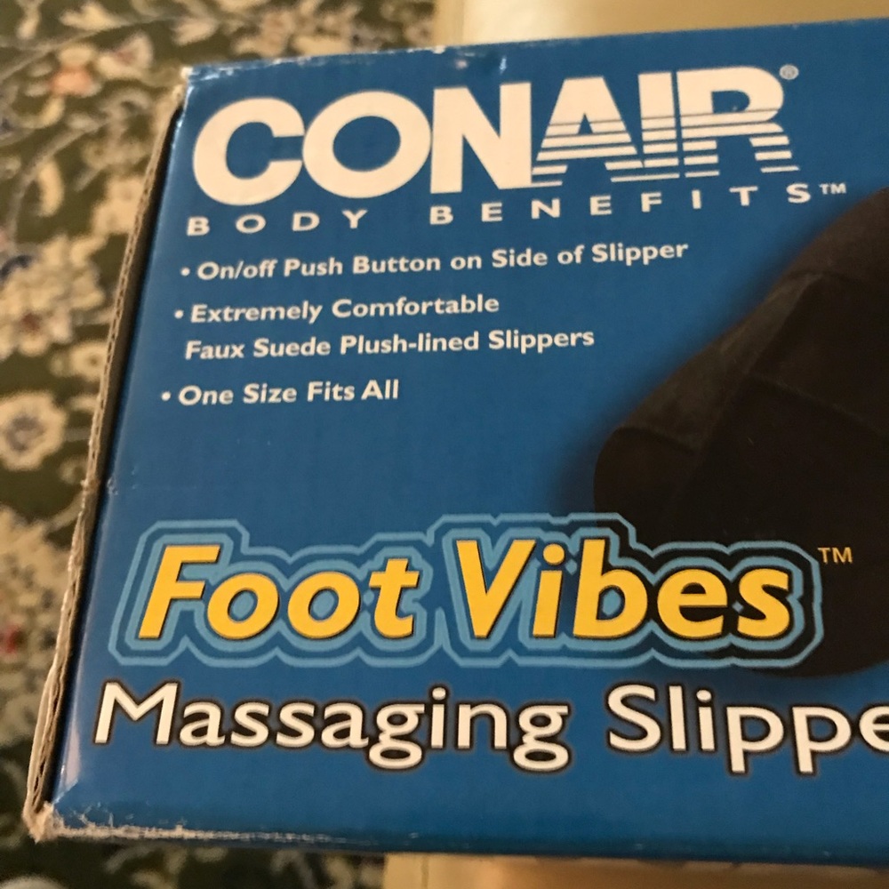 NIB. Conair foot vibes massaging slippers for men. One size fits all.